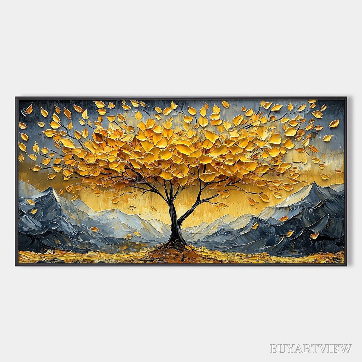 ARTOVITAS Golden Resilience – Textured Landscape Oil Painting - image 1