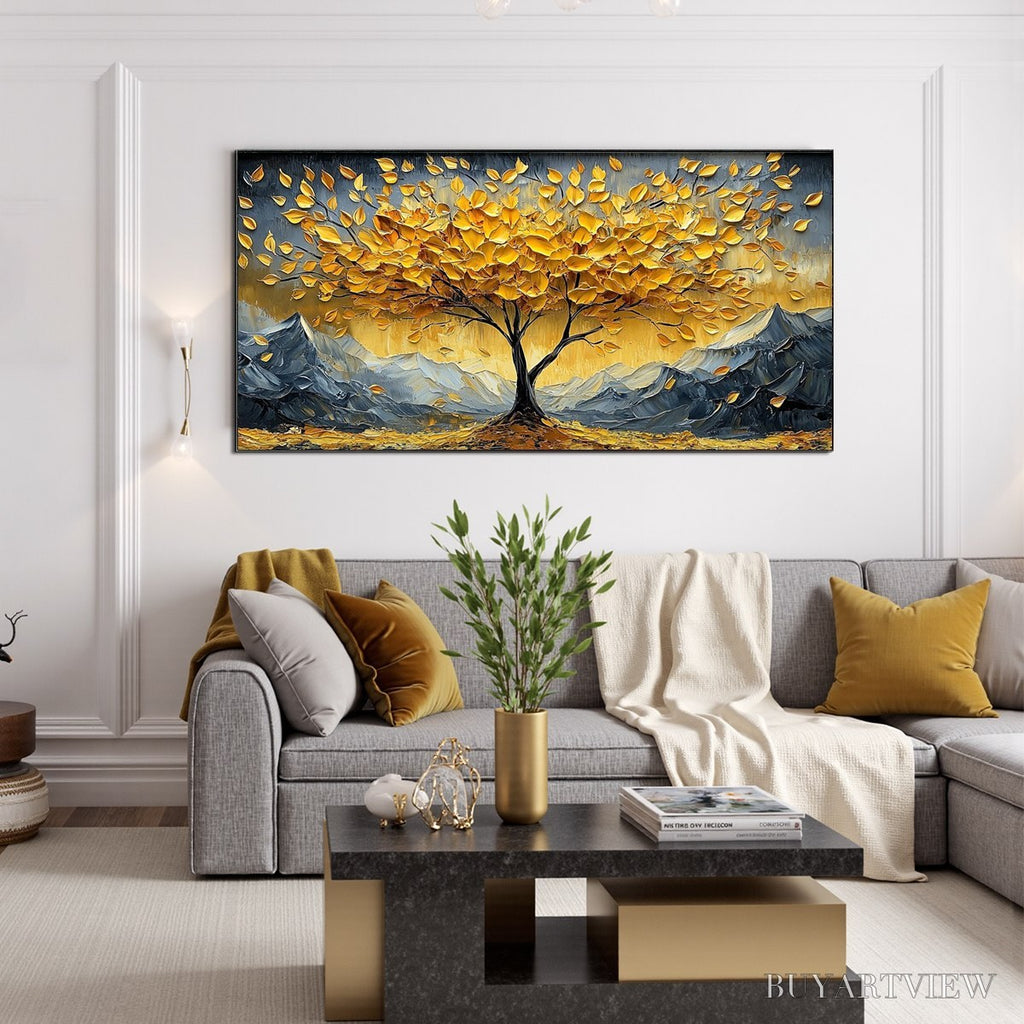 ARTOVITAS Golden Resilience – Textured Landscape Oil Painting - image 2