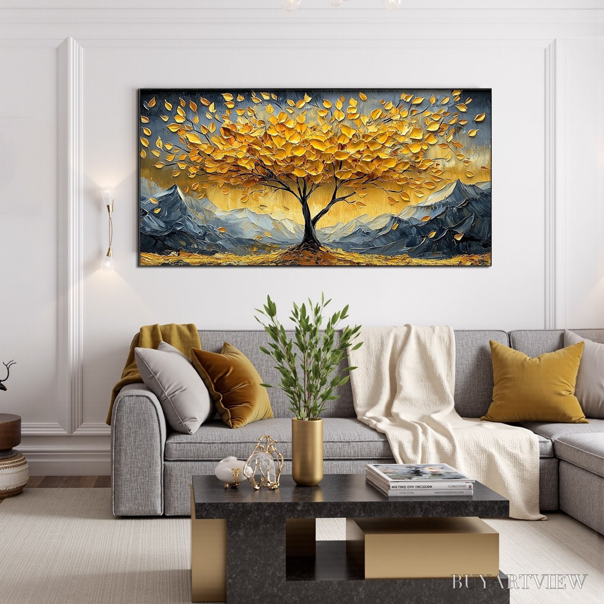 ARTOVITAS Golden Resilience – Textured Landscape Oil Painting - image 2