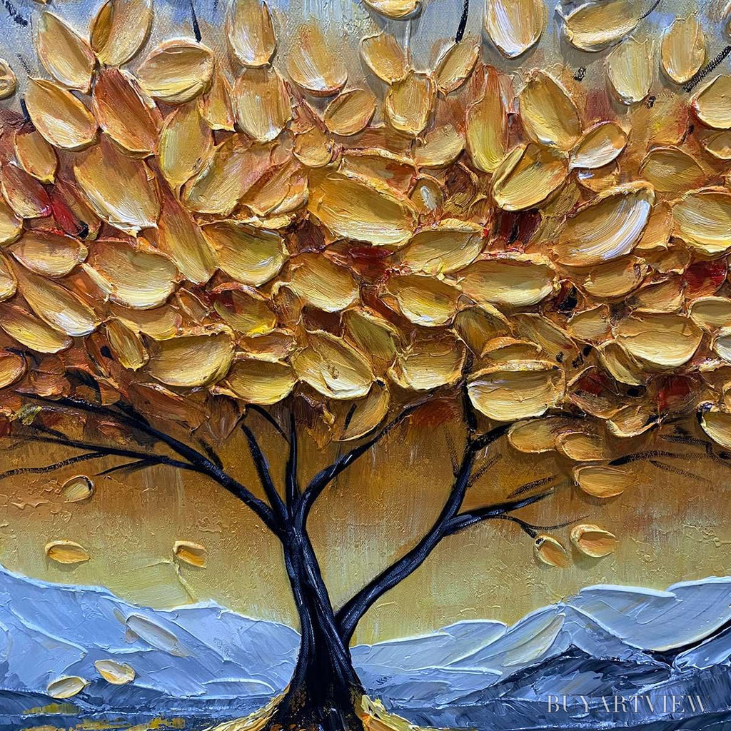 ARTOVITAS Golden Resilience – Textured Landscape Oil Painting - image 3
