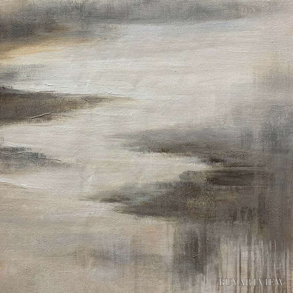 ARTOVITAS Misty Shores – Minimalist Coastal Landscape Oil Painting - image 3