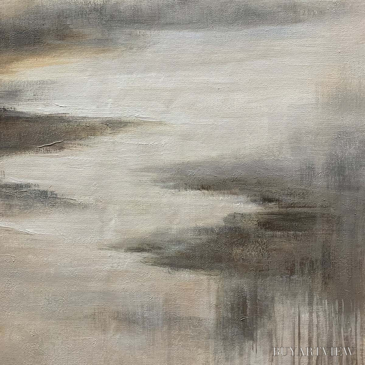 ARTOVITAS Misty Shores – Minimalist Coastal Landscape Oil Painting - image 3