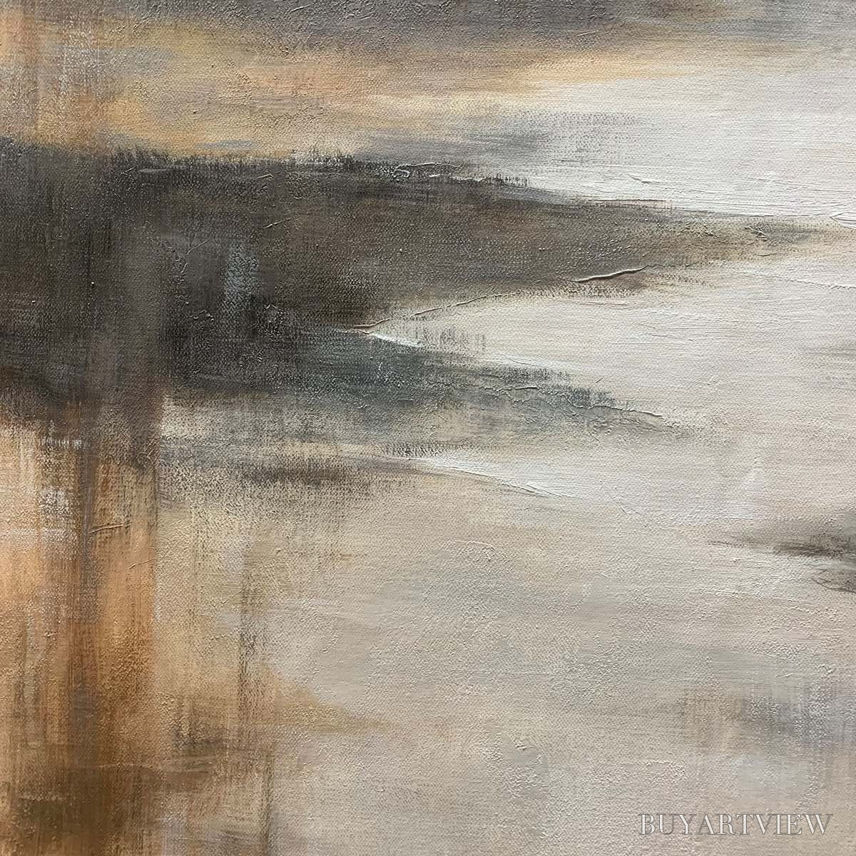 ARTOVITAS Misty Shores – Minimalist Coastal Landscape Oil Painting - image 5