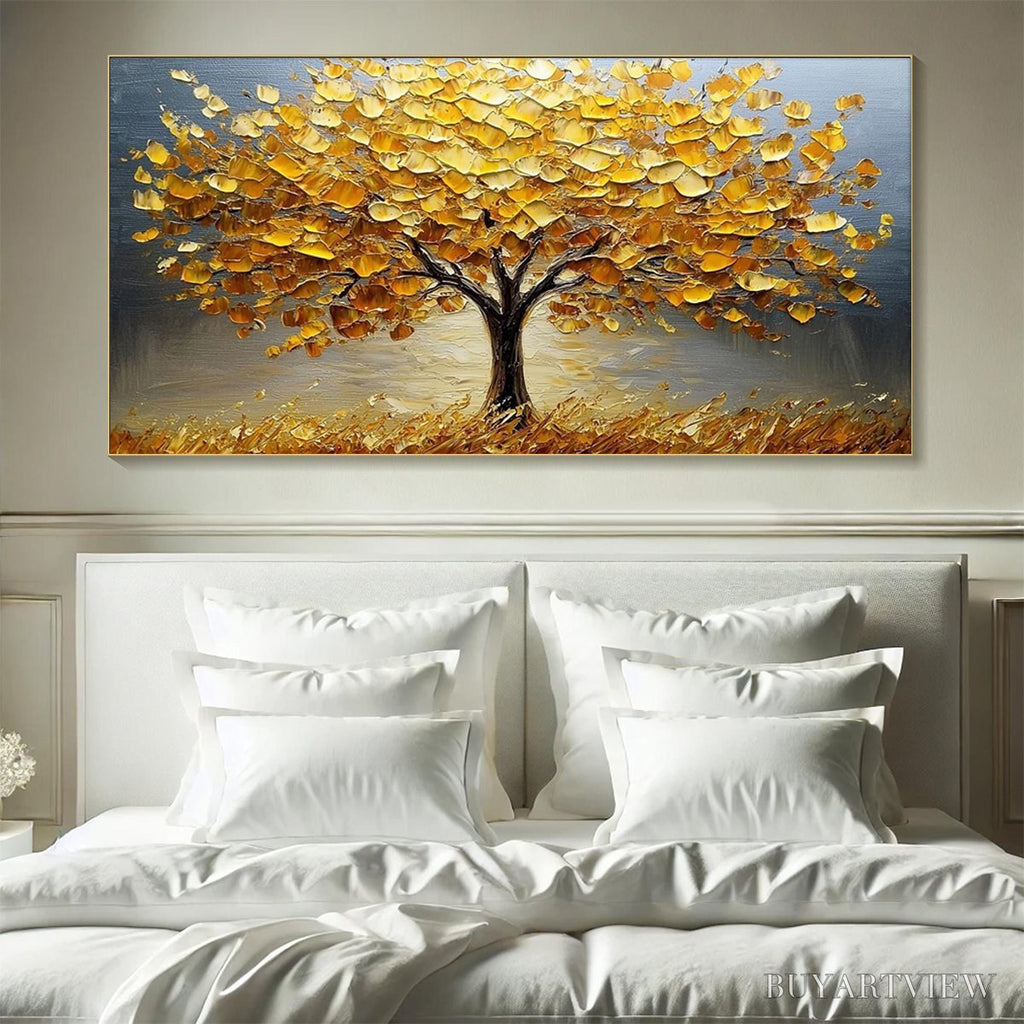 ARTOVITAS Golden Autumn – Textured Impasto Tree Landscape Oil Painting - image 2