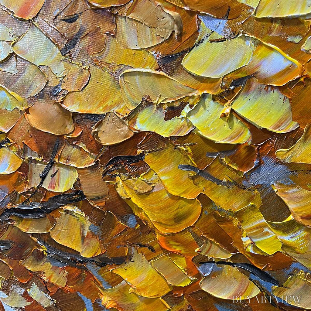 ARTOVITAS Golden Autumn – Textured Impasto Tree Landscape Oil Painting - image 3