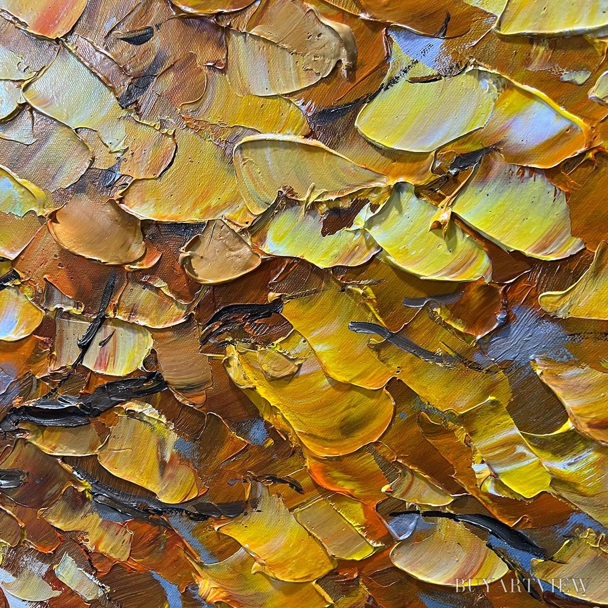 ARTOVITAS Golden Autumn – Textured Impasto Tree Landscape Oil Painting - image 3