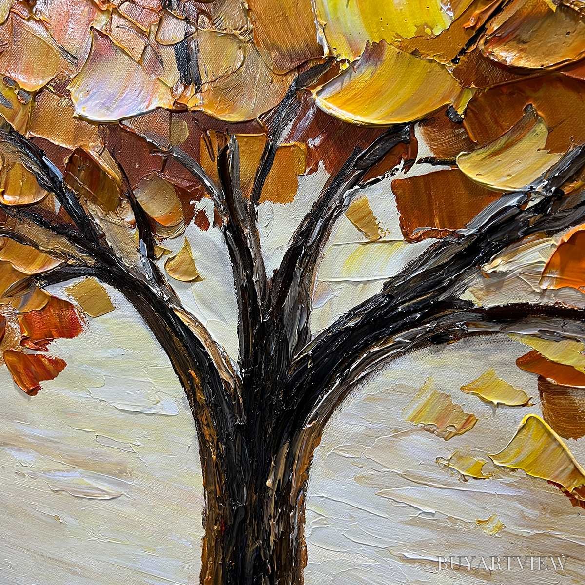 ARTOVITAS Golden Autumn – Textured Impasto Tree Landscape Oil Painting - image 6