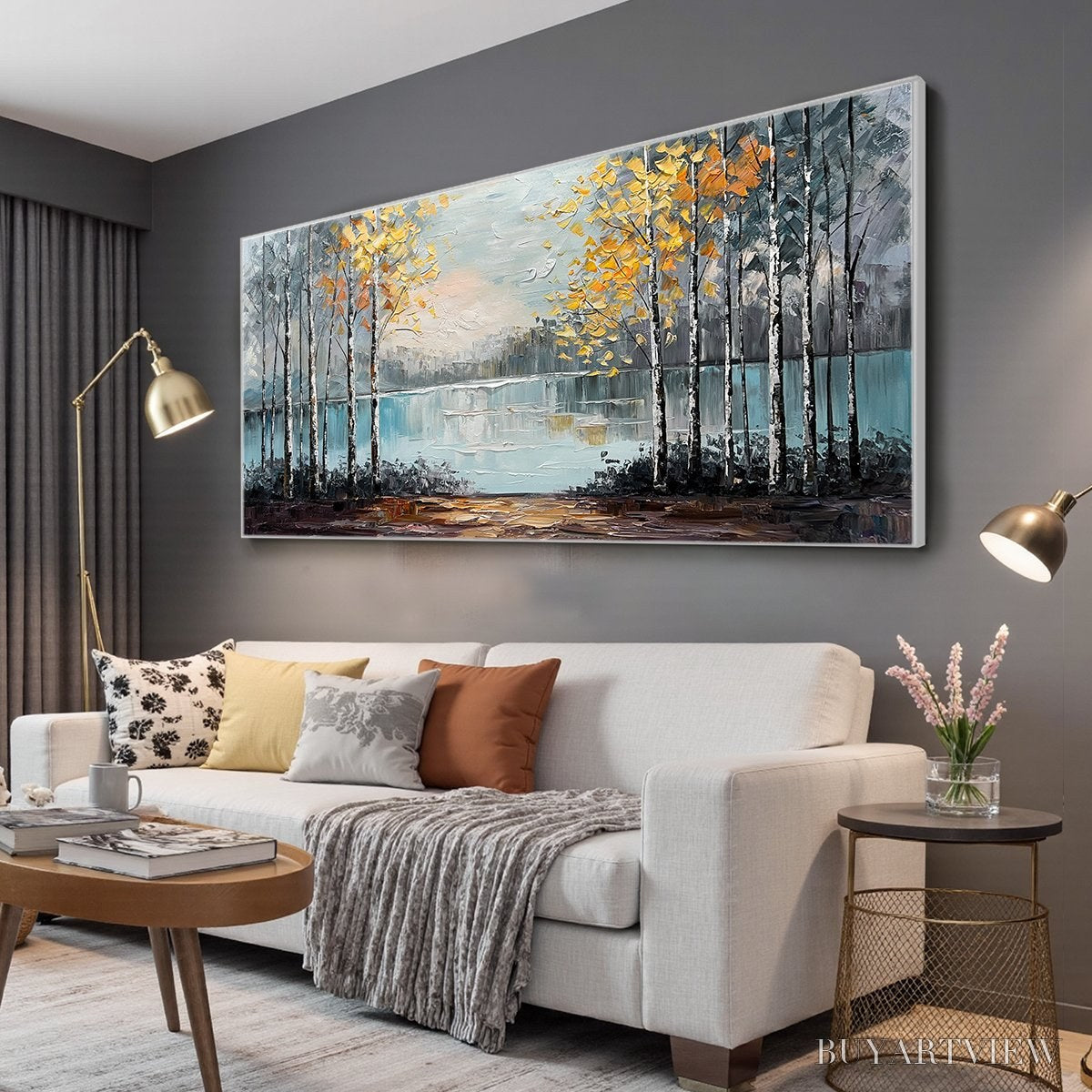 ARTOVITAS Autumn Whispers – Textured Impasto Landscape Oil Painting - image 4
