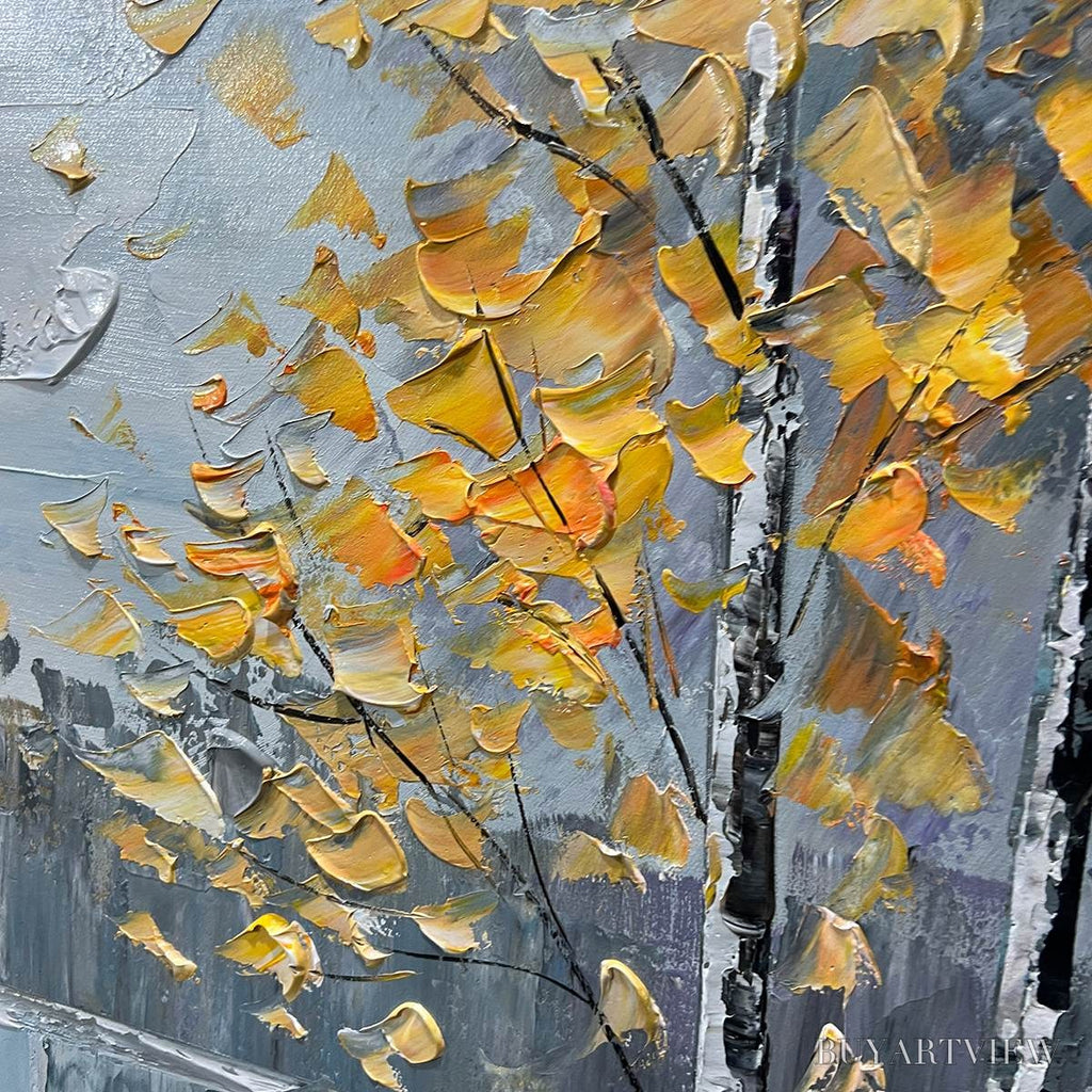 ARTOVITAS Autumn Whispers – Textured Impasto Landscape Oil Painting - image 5