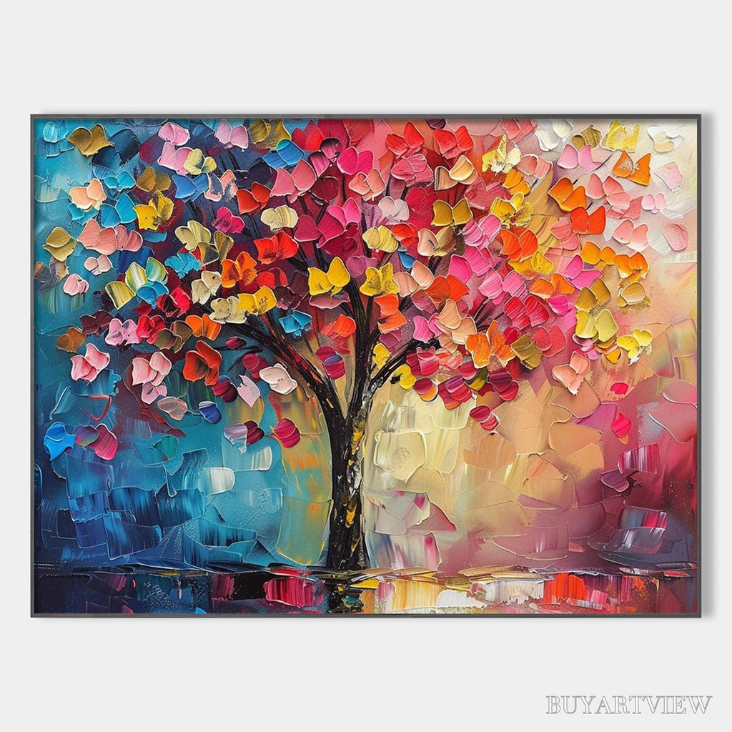 ARTOVITAS Living Rainbow – Textured Impasto Tree of Life Oil Painting - image 1