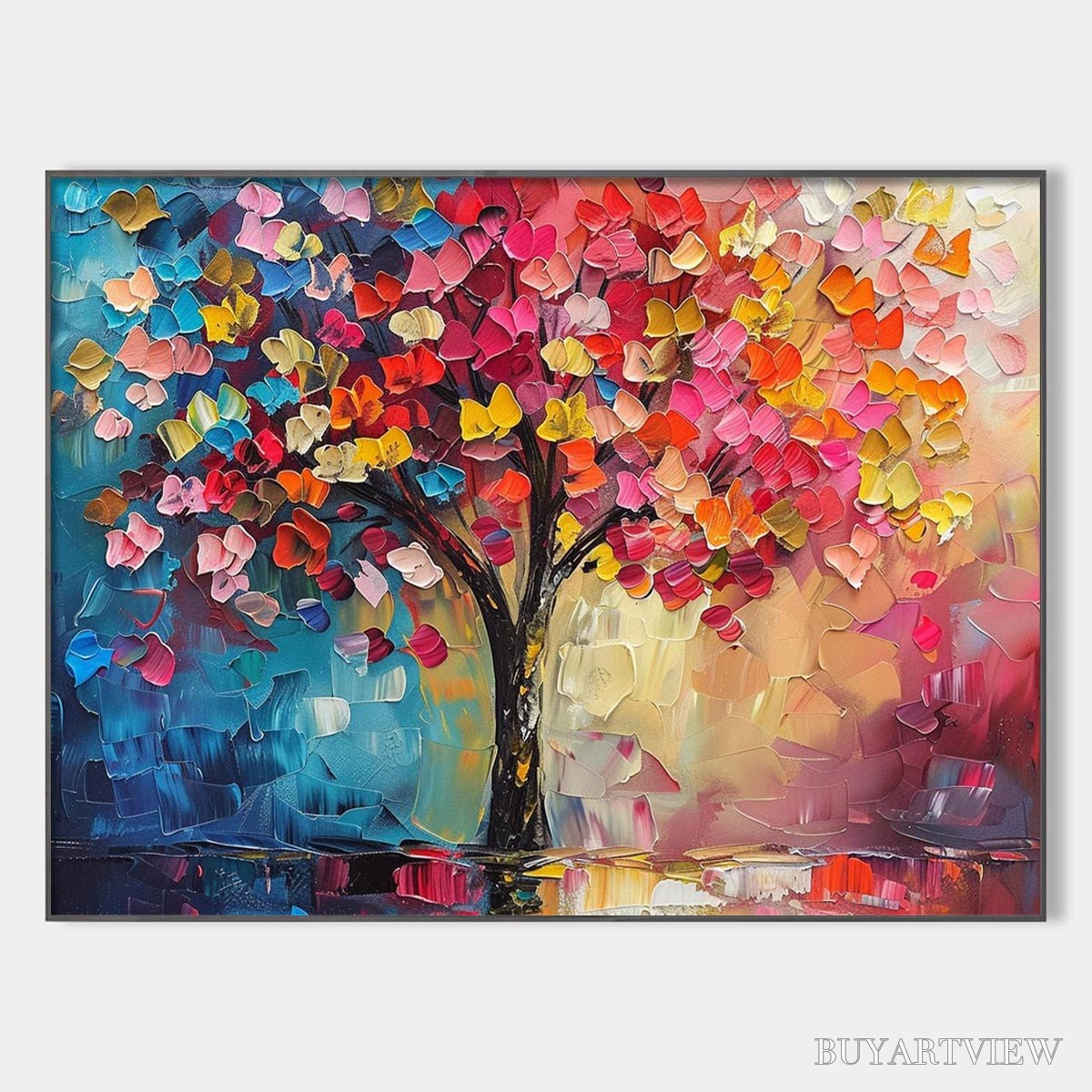 ARTOVITAS Living Rainbow – Textured Impasto Tree of Life Oil Painting - image 1