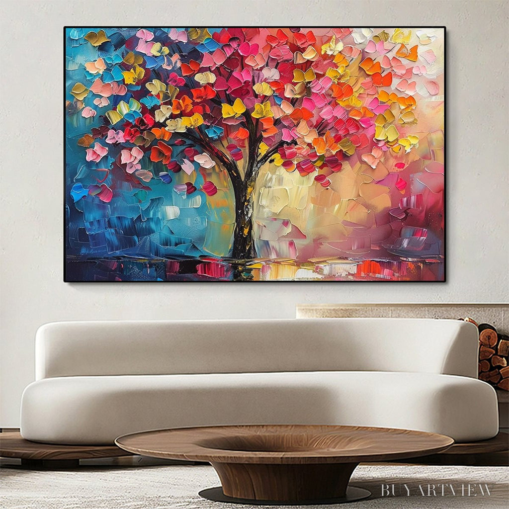 ARTOVITAS Living Rainbow – Textured Impasto Tree of Life Oil Painting - image 2