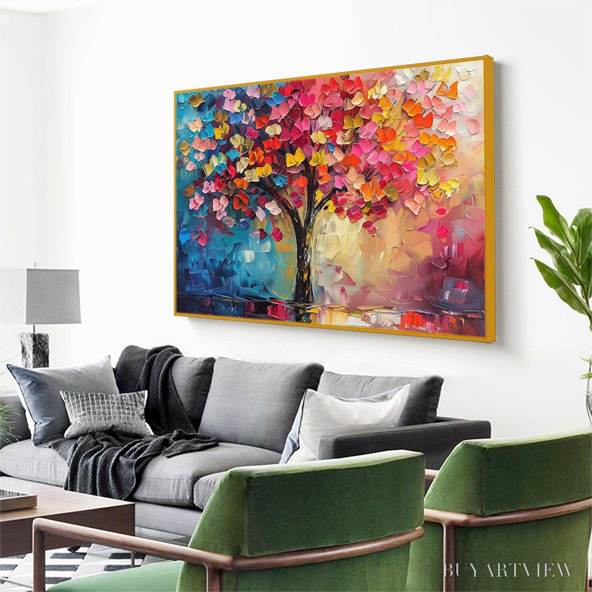 ARTOVITAS Living Rainbow – Textured Impasto Tree of Life Oil Painting - image 4