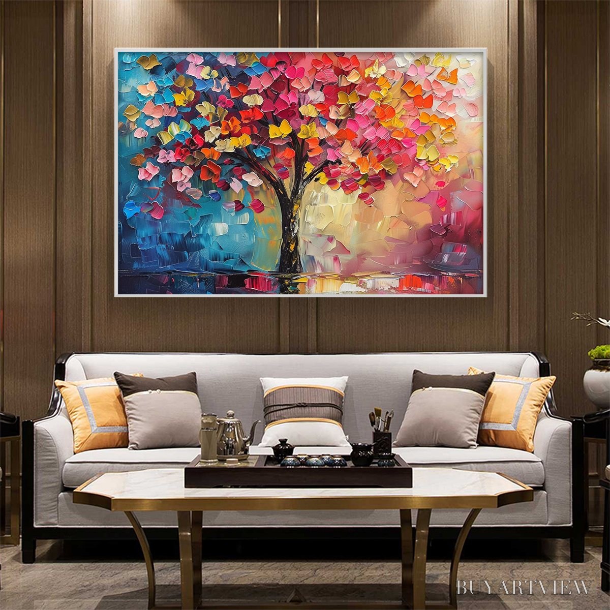 ARTOVITAS Living Rainbow – Textured Impasto Tree of Life Oil Painting - image 6