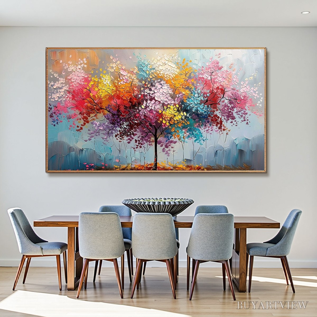 ARTOVITAS Kaleidoscope Dream – Textured Multicolored Tree Oil Painting - image 2