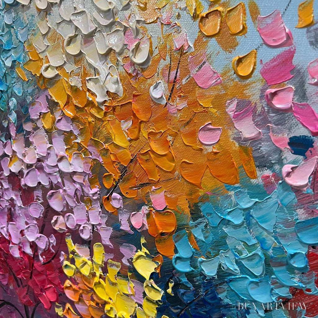 ARTOVITAS Kaleidoscope Dream – Textured Multicolored Tree Oil Painting - image 3
