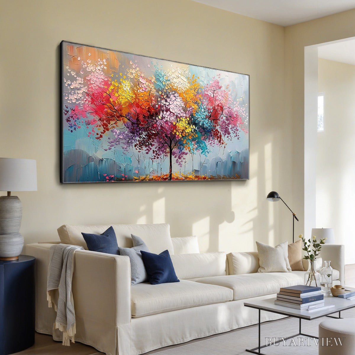 ARTOVITAS Kaleidoscope Dream – Textured Multicolored Tree Oil Painting - image 4