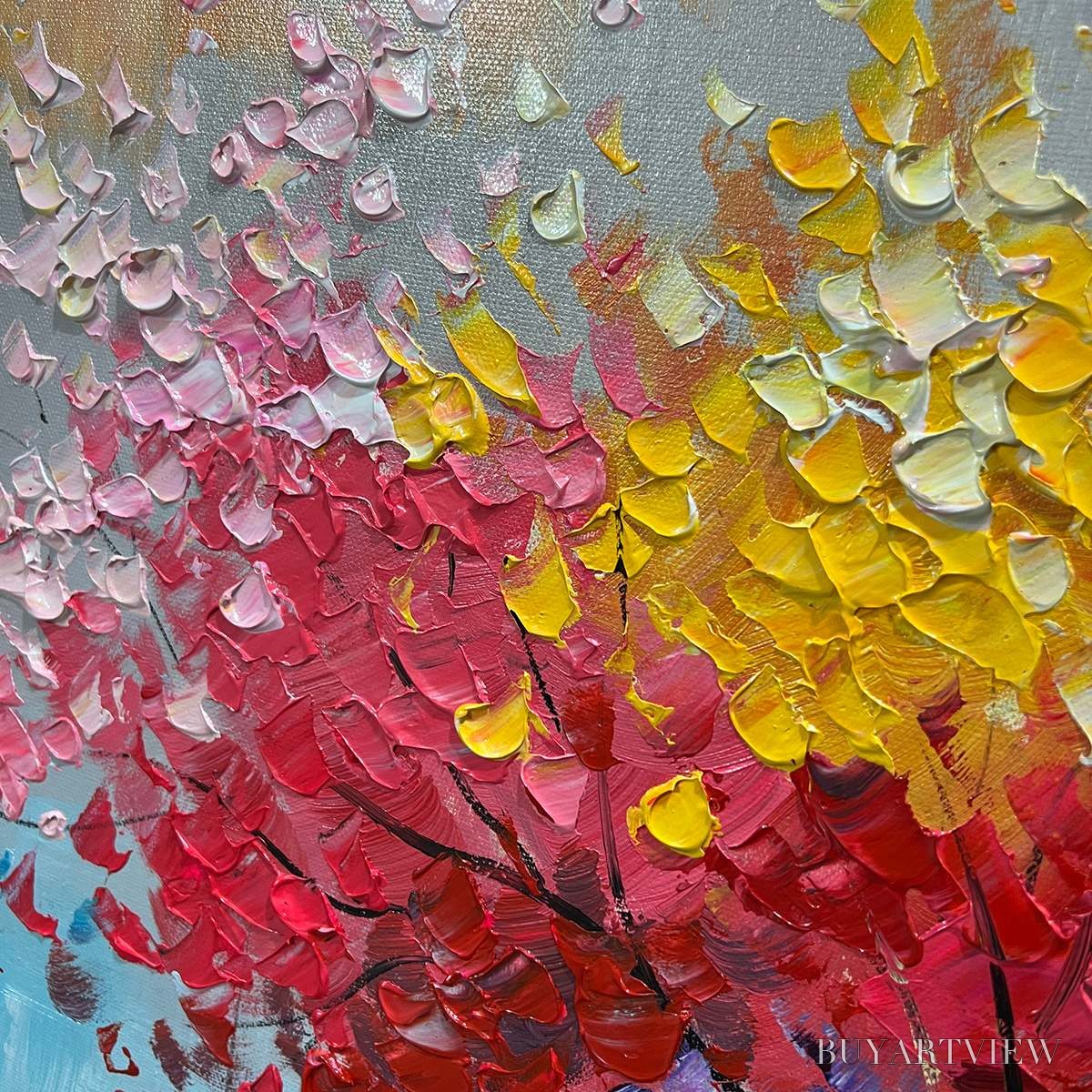 ARTOVITAS Kaleidoscope Dream – Textured Multicolored Tree Oil Painting - image 5