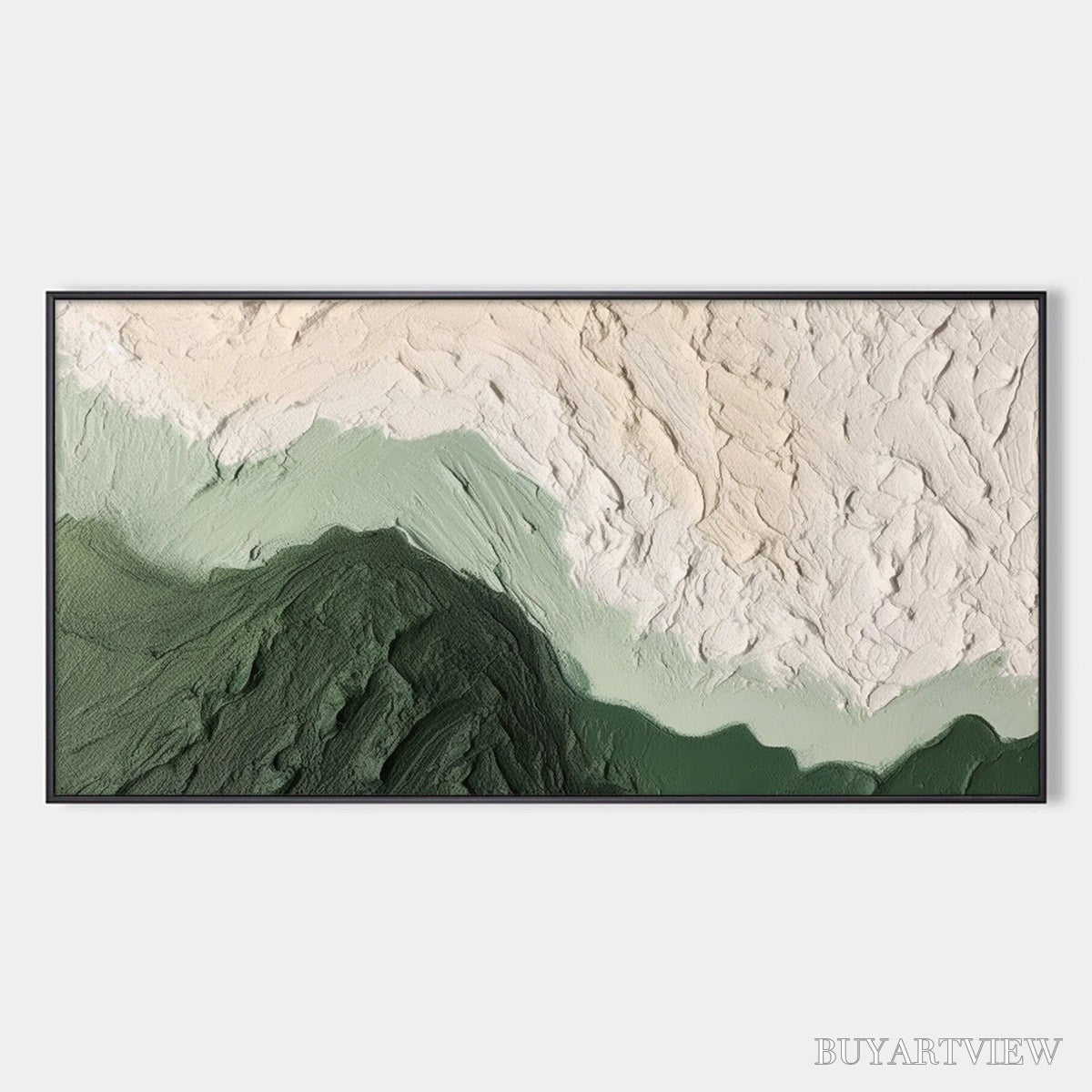 ARTOVITAS Emerald Dusk – Textured Abstract Landscape Oil Painting - image 1