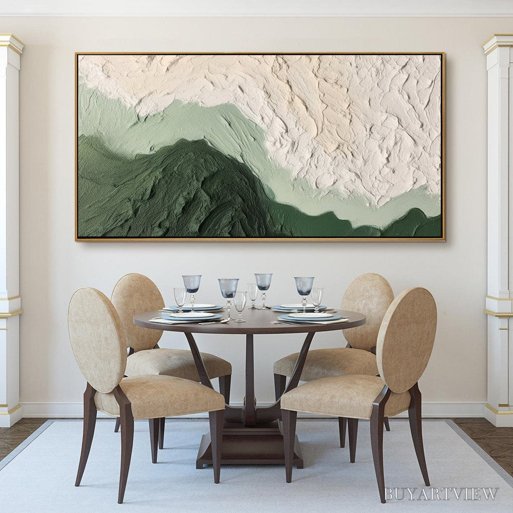 ARTOVITAS Emerald Dusk – Textured Abstract Landscape Oil Painting - image 2