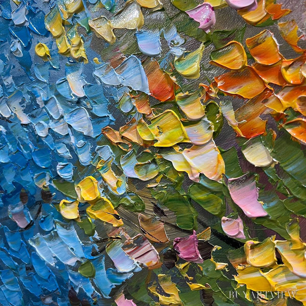 ARTOVITAS Spectrum of Joy – Textured Impasto Tree Oil Painting - image 3