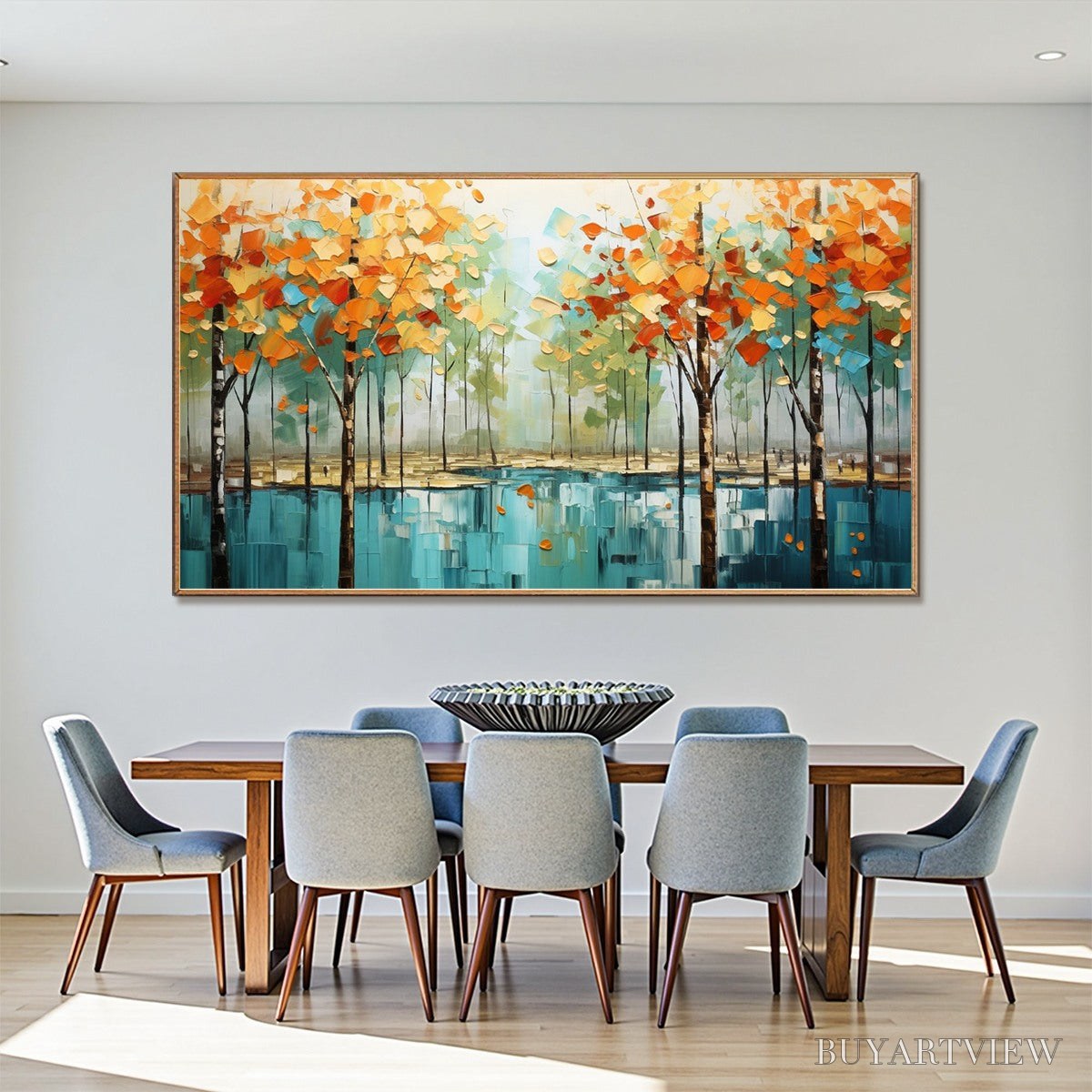 ARTOVITAS Autumn Reflections – Textured Landscape Oil Painting - image 4