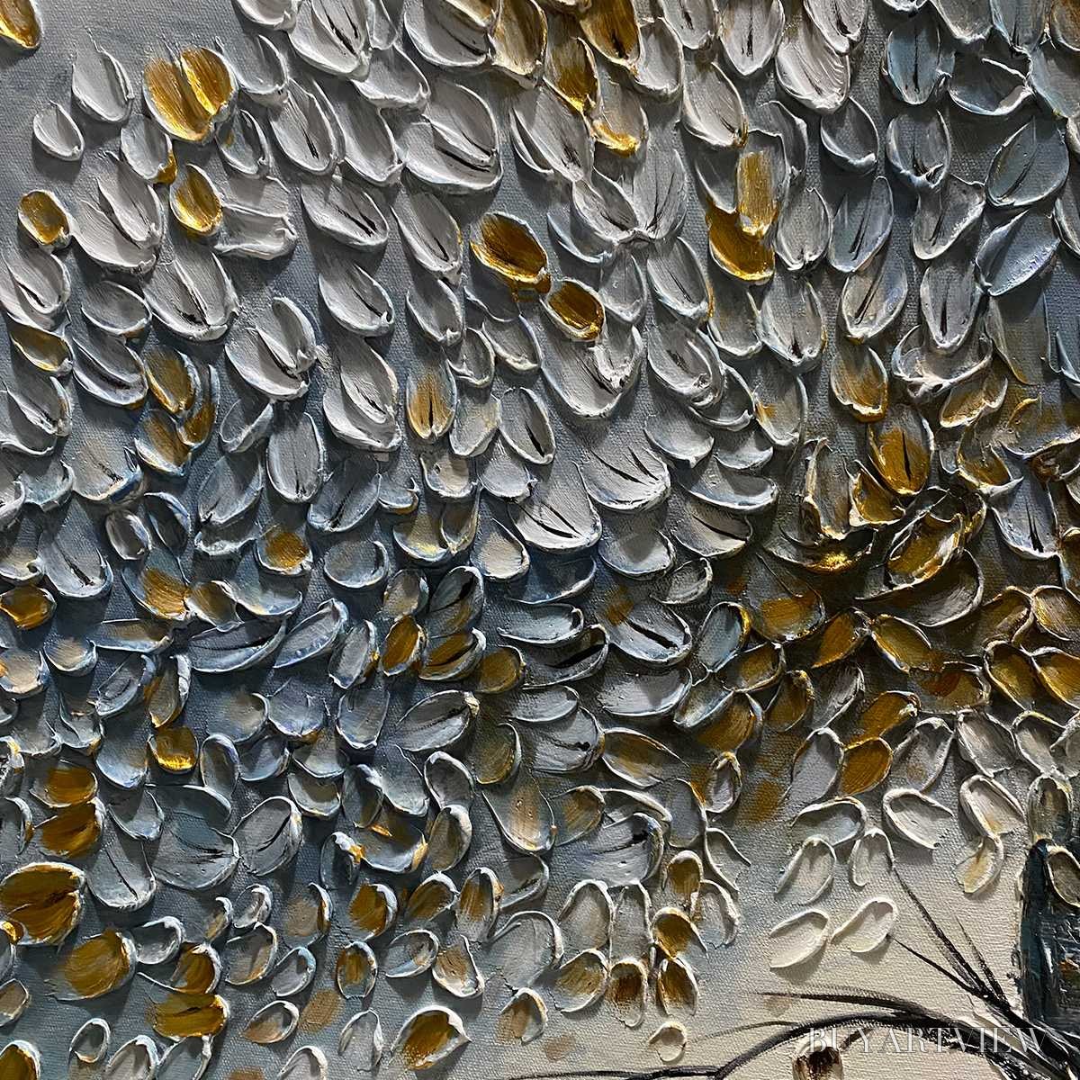 ARTOVITAS Golden Whispers – Textured Tree Landscape Oil Painting - image 5