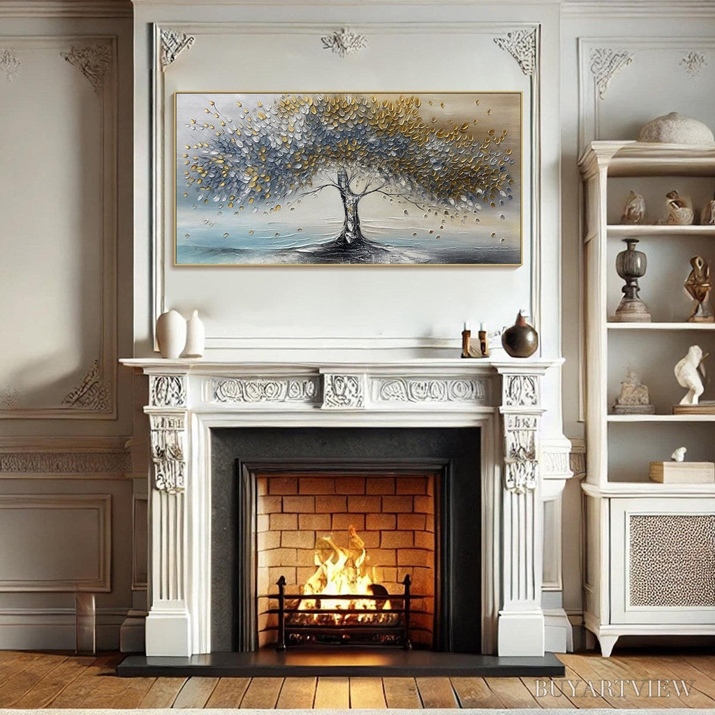 ARTOVITAS Golden Whispers – Textured Tree Landscape Oil Painting - image 6