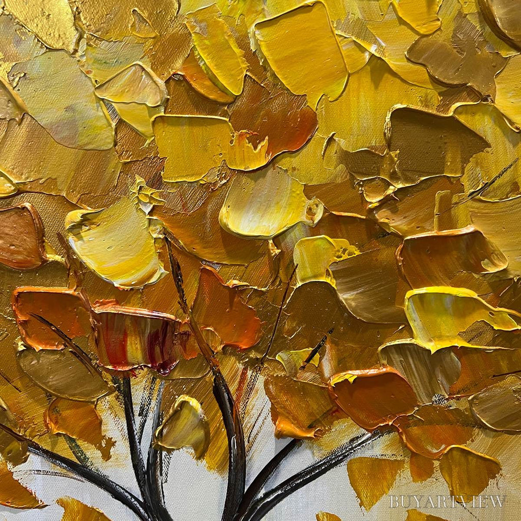 ARTOVITAS Golden Majesty – Textured Impasto Golden Tree Oil Painting - image 3
