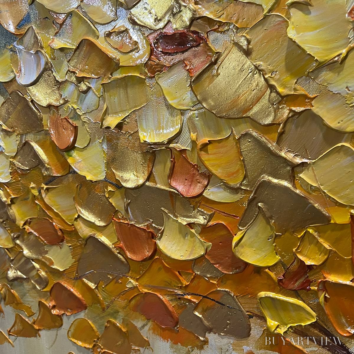 ARTOVITAS Golden Majesty – Textured Impasto Golden Tree Oil Painting - image 5