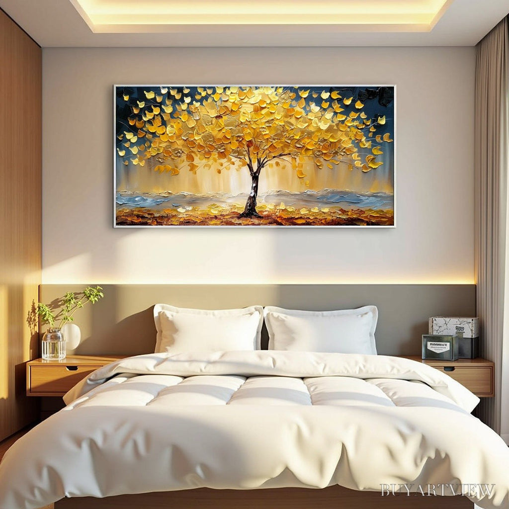 ARTOVITAS Golden Majesty – Textured Impasto Golden Tree Oil Painting - image 6