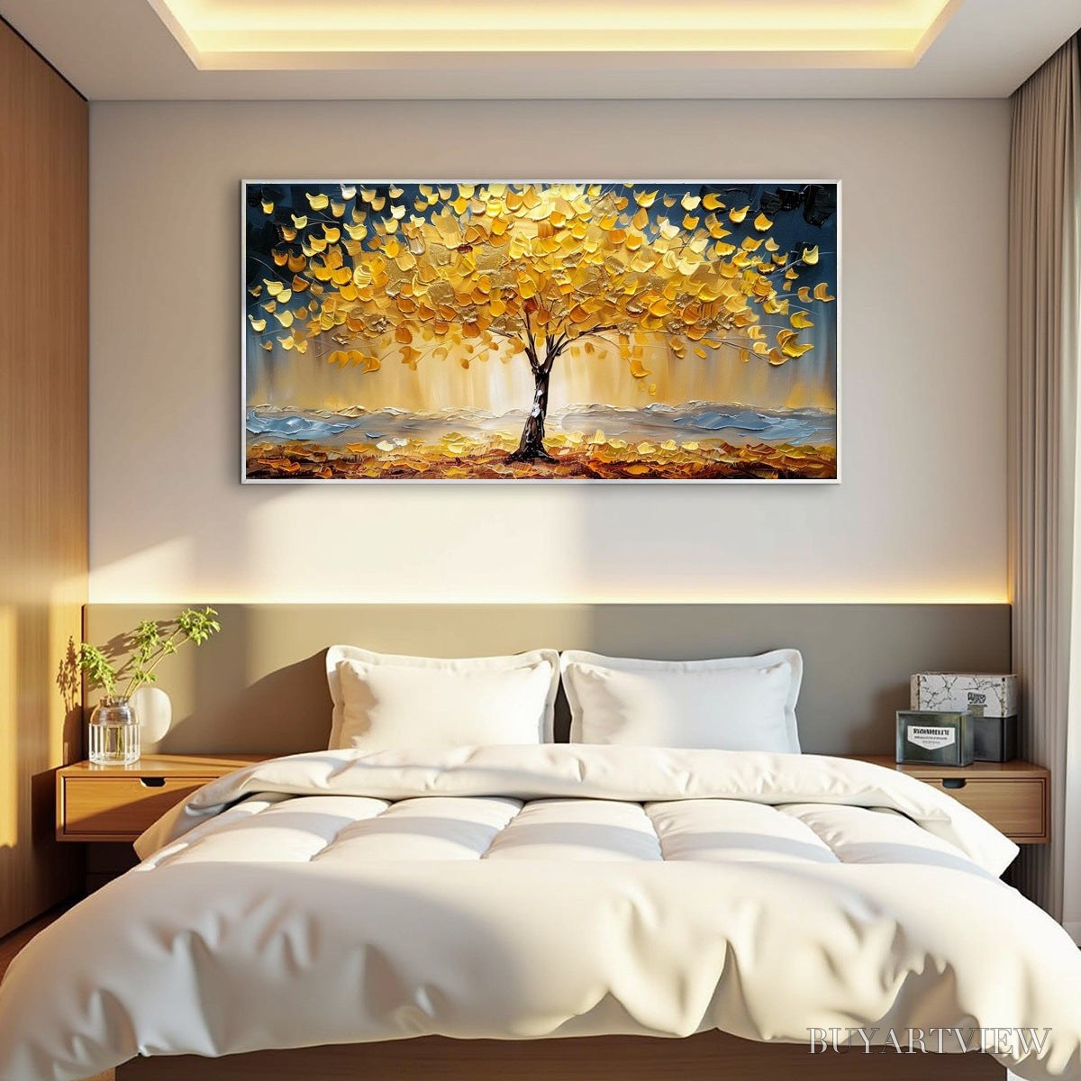 ARTOVITAS Golden Majesty – Textured Impasto Golden Tree Oil Painting - image 6