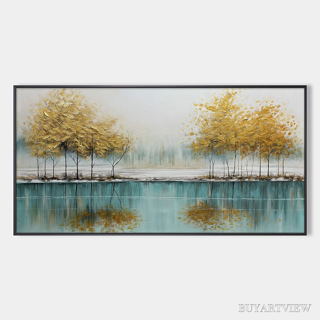 ARTOVITAS Golden Reflections – Serene Landscape Oil Painting - image 1