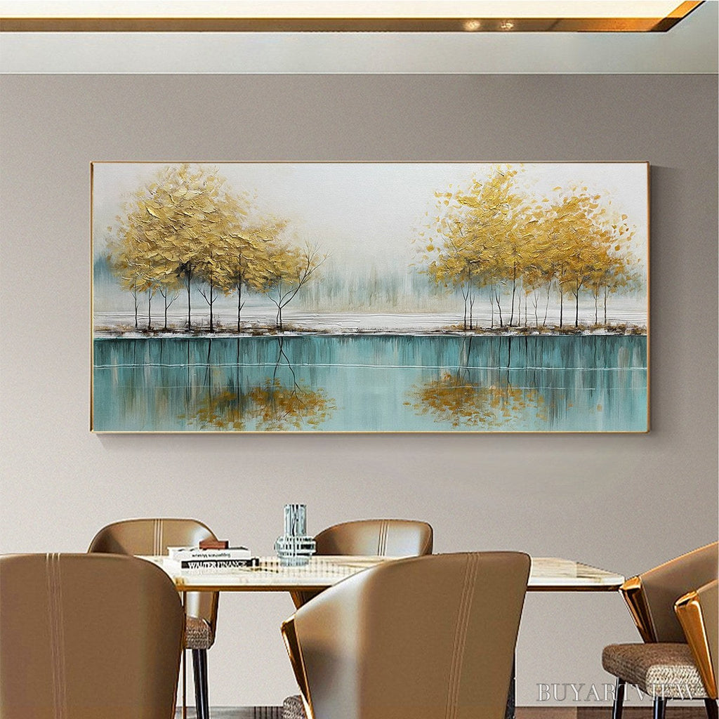 ARTOVITAS Golden Reflections – Serene Landscape Oil Painting - image 2