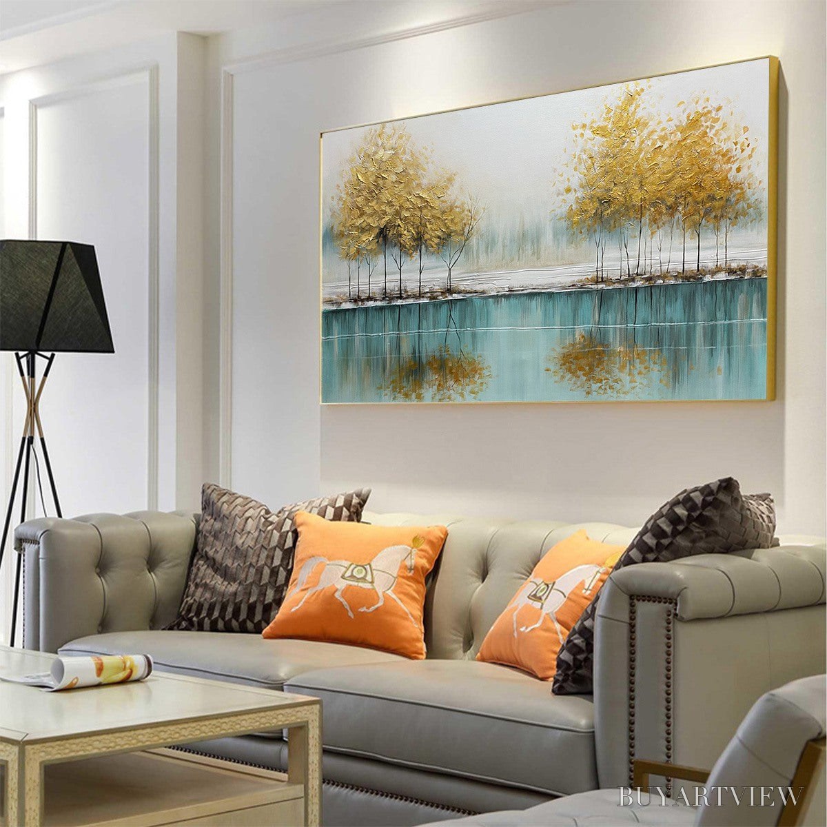 ARTOVITAS Golden Reflections – Serene Landscape Oil Painting - image 4