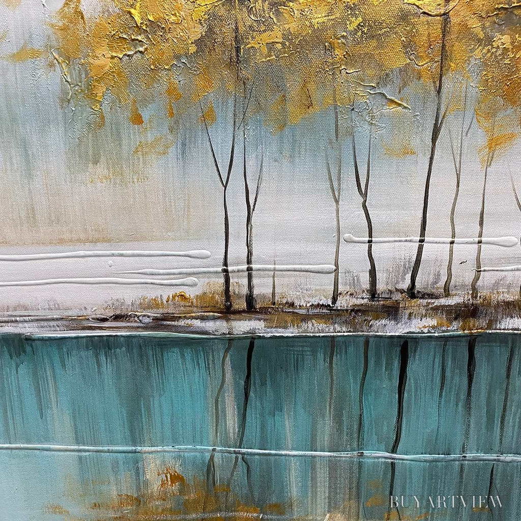ARTOVITAS Golden Reflections – Serene Landscape Oil Painting - image 5