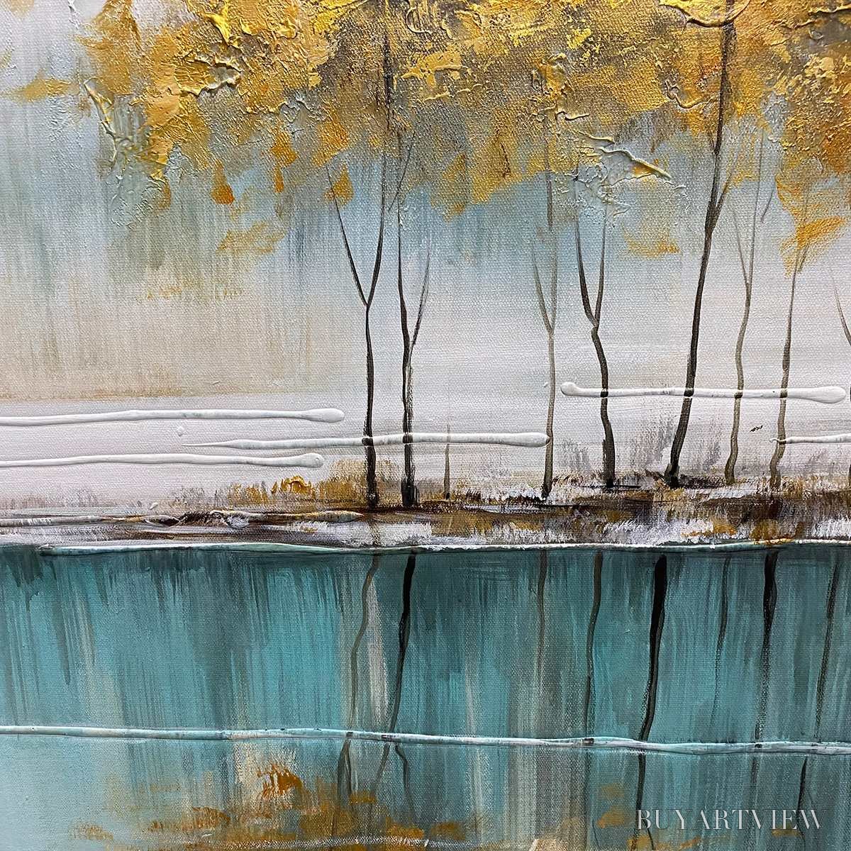 ARTOVITAS Golden Reflections – Serene Landscape Oil Painting - image 5