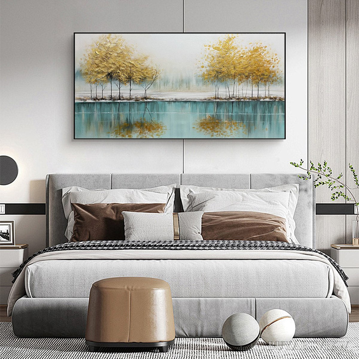 ARTOVITAS Golden Reflections – Serene Landscape Oil Painting - image 6