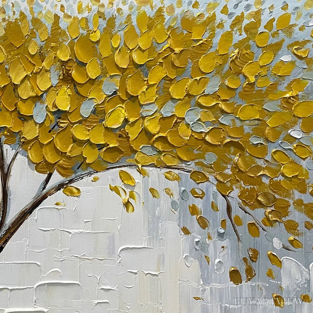 ARTOVITAS Golden Sanctuary – Textured Golden Tree Oil Painting on Canvas - image 3