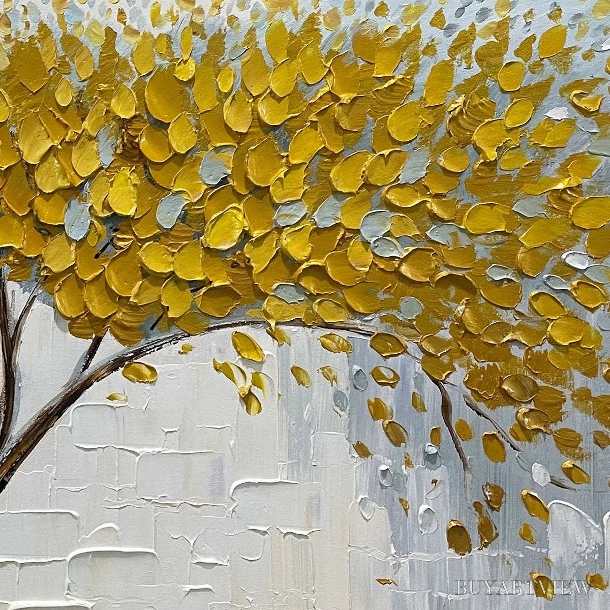 ARTOVITAS Golden Sanctuary – Textured Golden Tree Oil Painting on Canvas - image 3