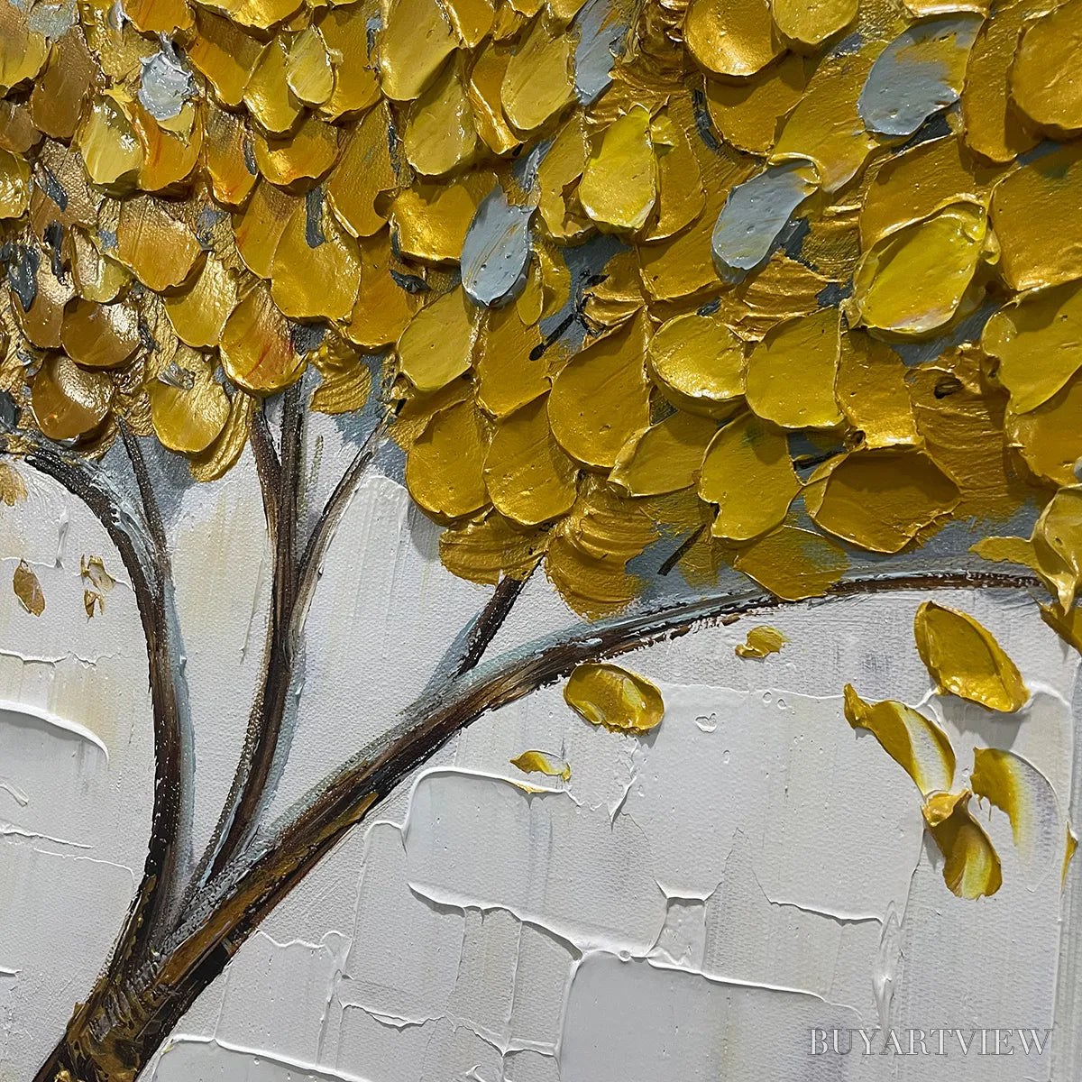 ARTOVITAS Golden Sanctuary – Textured Golden Tree Oil Painting on Canvas - image 5