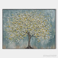 ARTOVITAS Golden Bloom – Textured Impasto Tree Painting in White and Gold - image 1