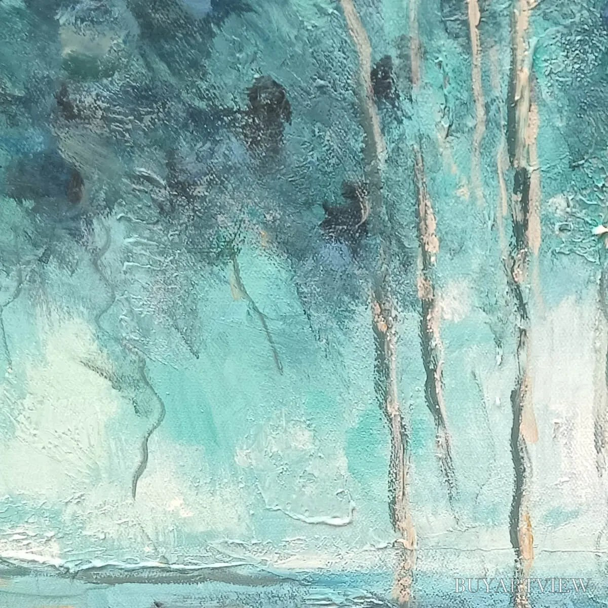 ARTOVITAS Azure Reflections – Abstract Landscape Oil Painting on Canvas - image 3