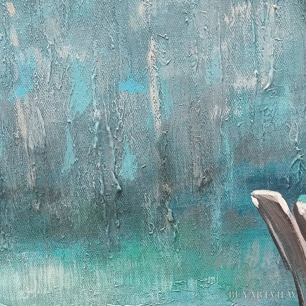 ARTOVITAS Azure Reflections – Abstract Landscape Oil Painting on Canvas - image 5