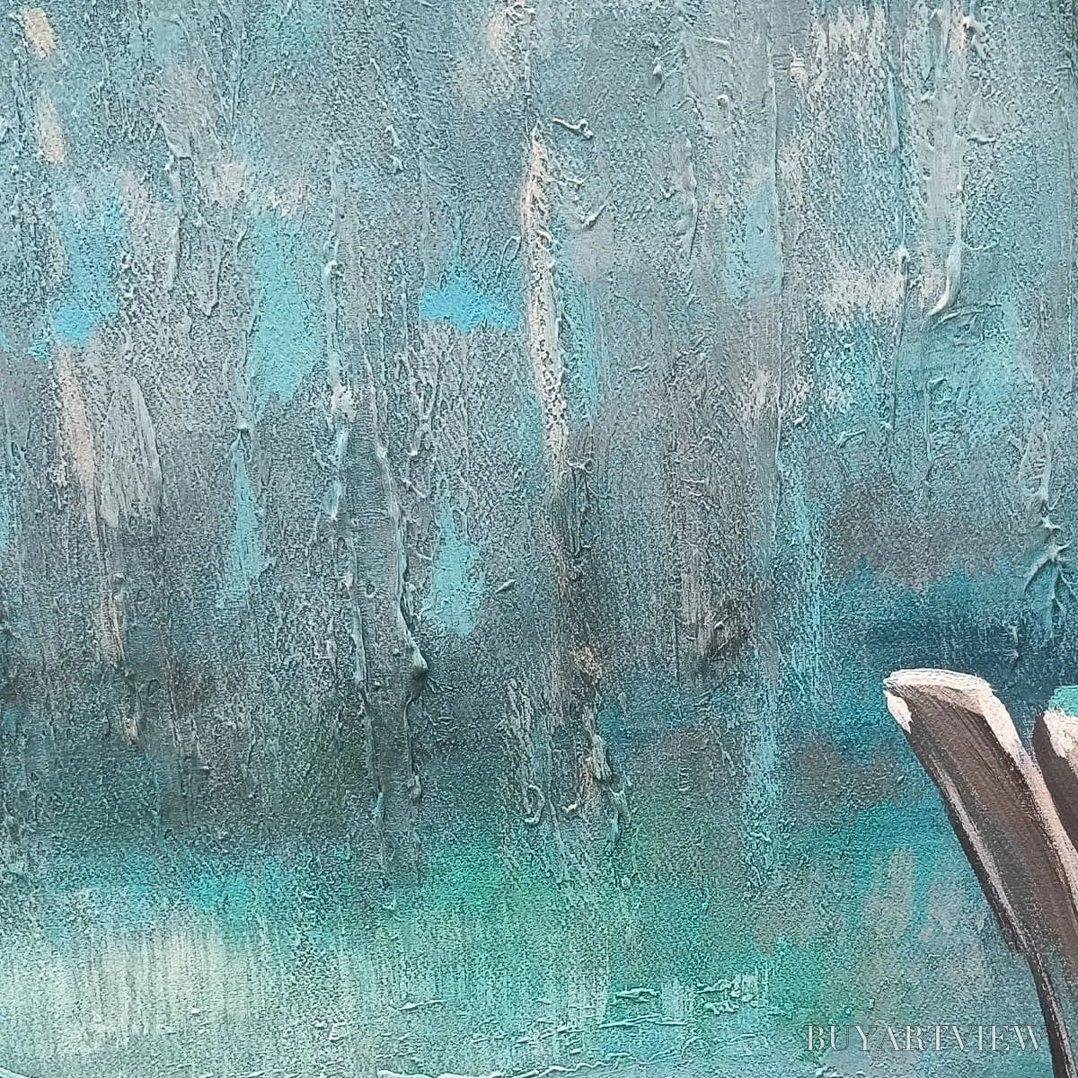 ARTOVITAS Azure Reflections – Abstract Landscape Oil Painting on Canvas - image 5