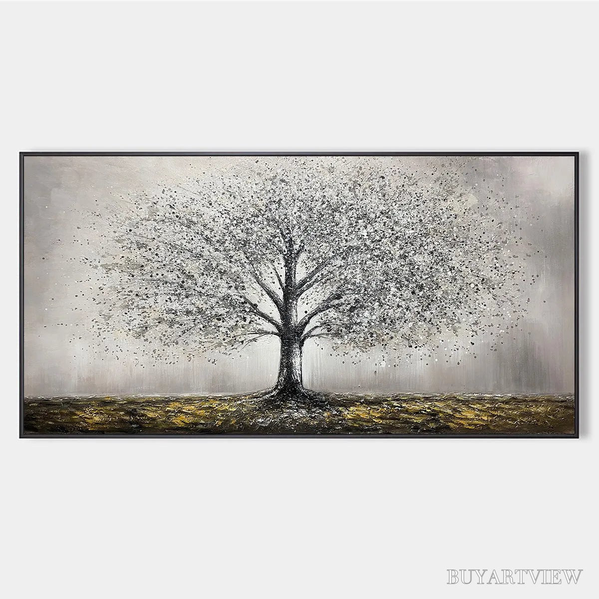 ARTOVITAS Golden Roots – Tree Painting with Textured Gold Ground - image 1