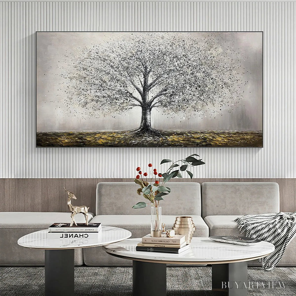 ARTOVITAS Golden Roots – Tree Painting with Textured Gold Ground - image 2