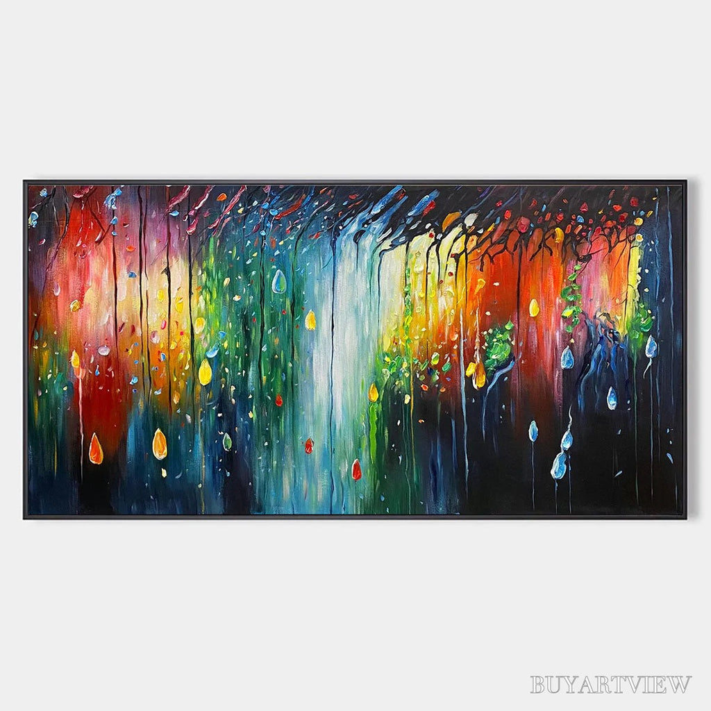 ARTOVITAS Rainforest Melody – Abstract Painting, Colorful Waterfall, Living Room, Dining Room, Office - image 1