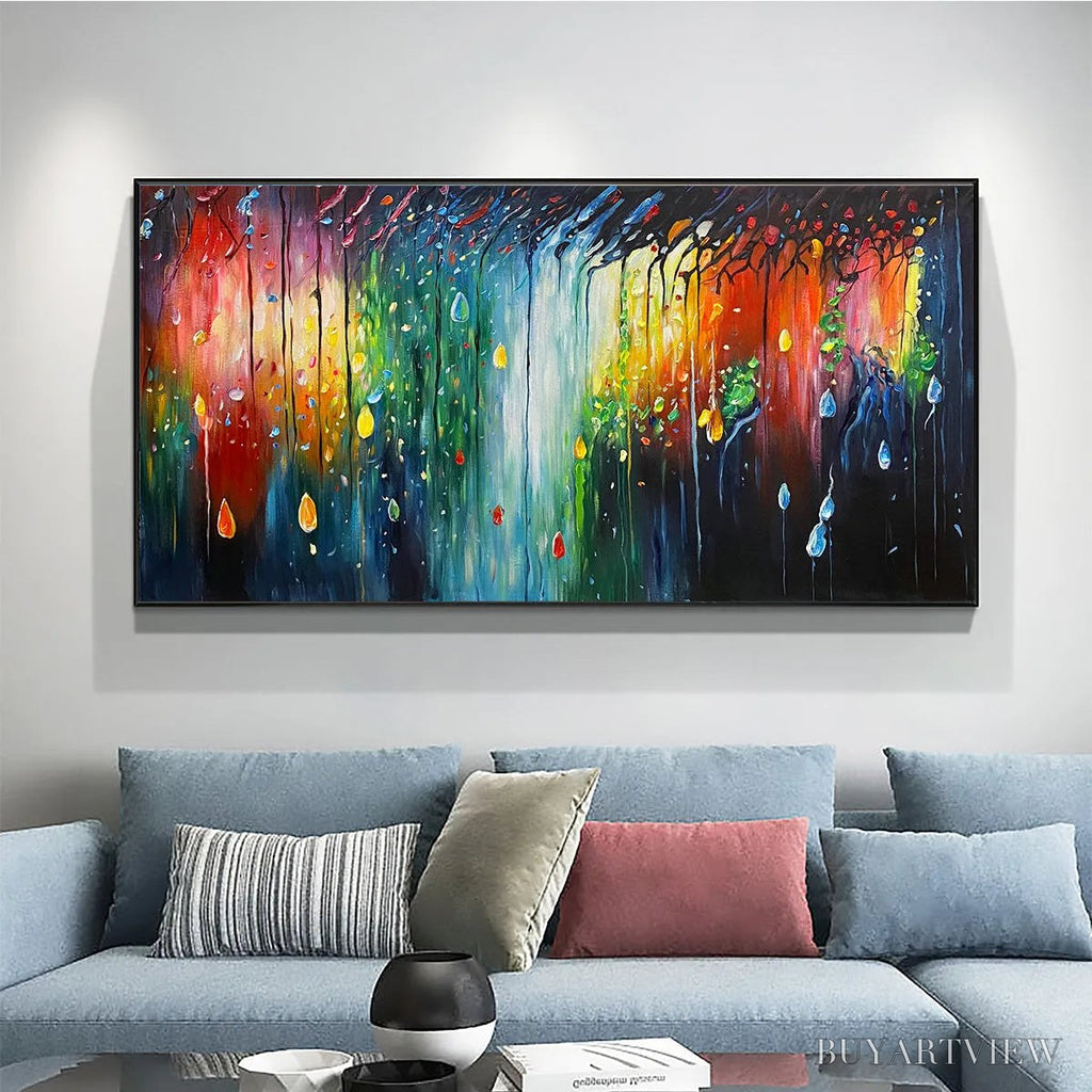 ARTOVITAS Rainforest Melody – Abstract Painting, Colorful Waterfall, Living Room, Dining Room, Office - image 2