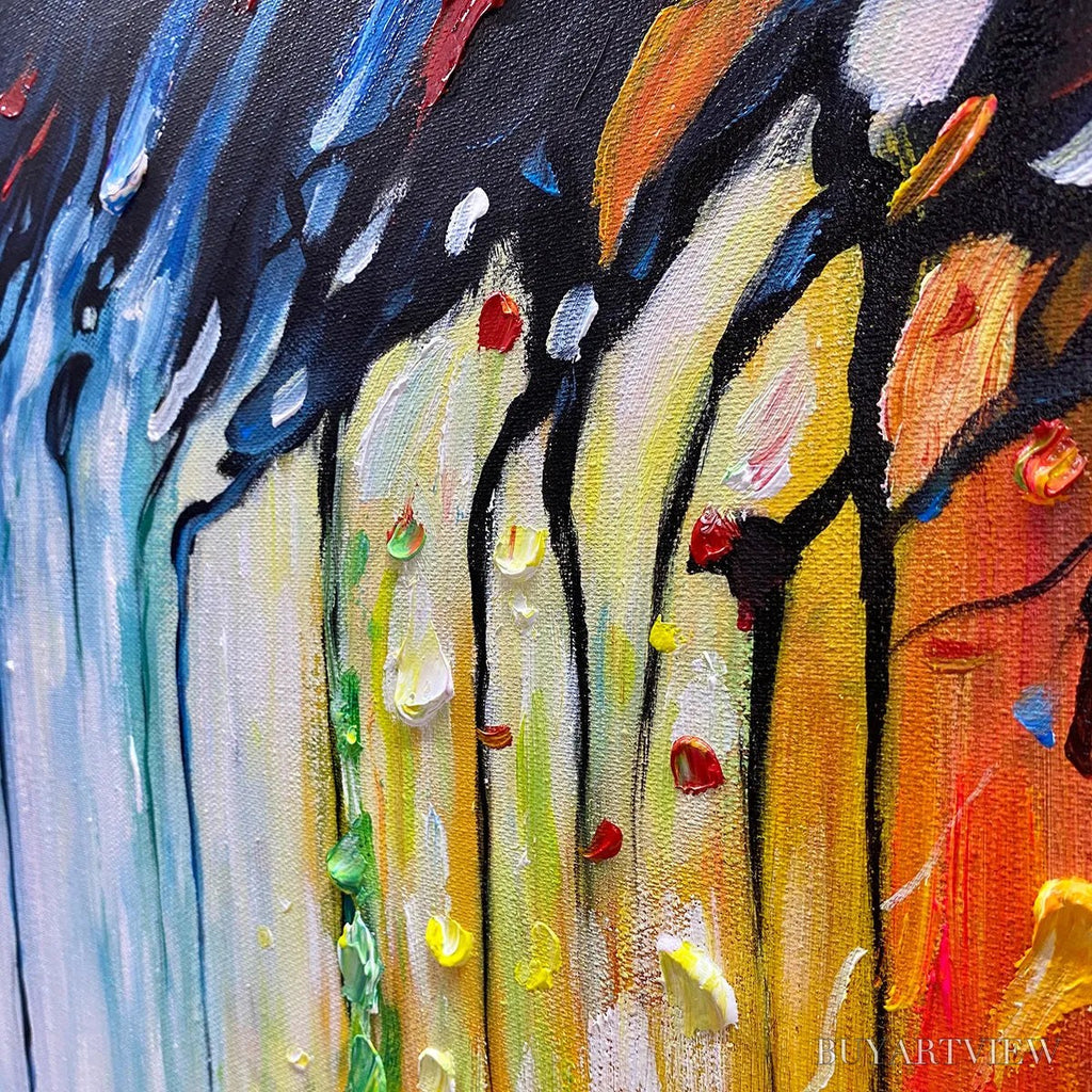 ARTOVITAS Rainforest Melody – Abstract Painting, Colorful Waterfall, Living Room, Dining Room, Office - image 3